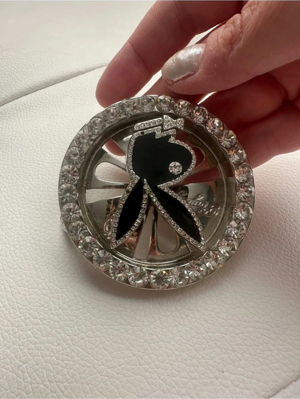 Playboy Bling Bunny Crystal Accent spinner belt buckle Y2K vintage black
